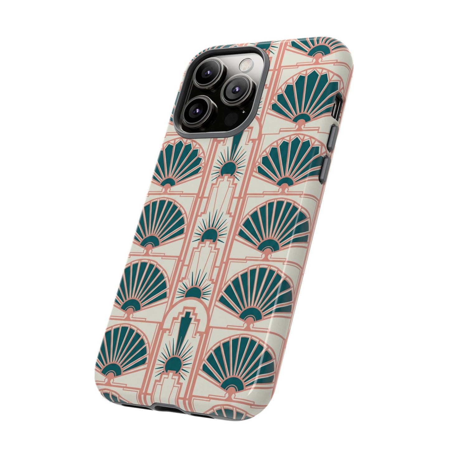 Art Deco Fan Pattern Tough Phone Case — Retro Geometric iPhone Cover