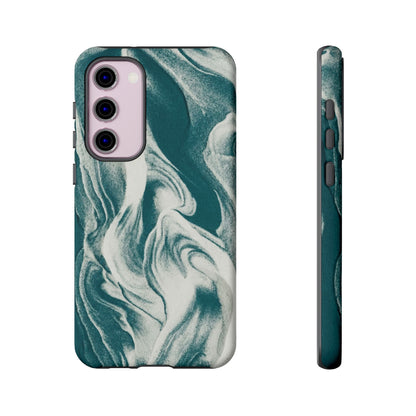 Teal Marble Tough Phone Case — Protective Artistic Swirl Design
