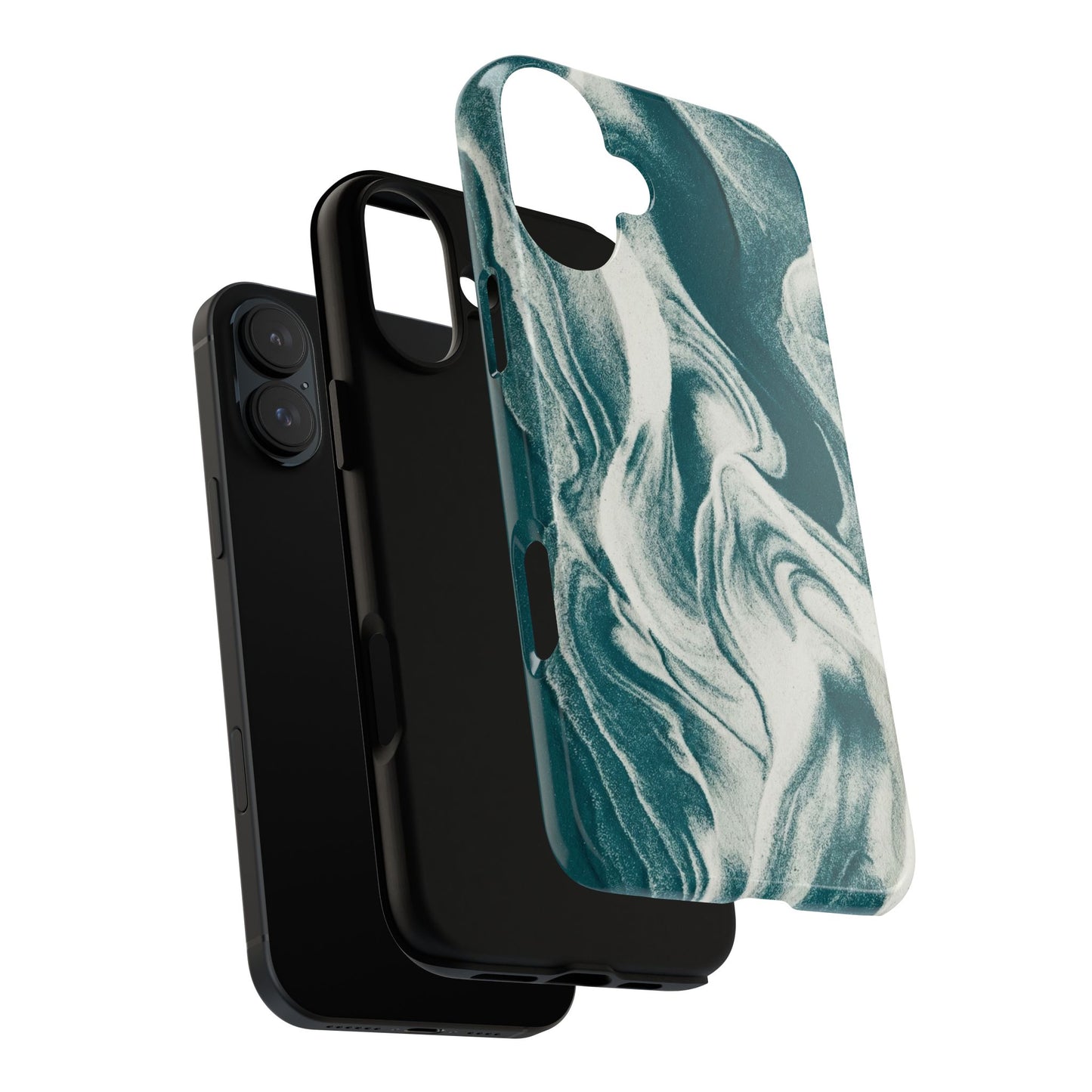 Marble Teal Tough Phone Case — Swirl Pattern Protective Cover