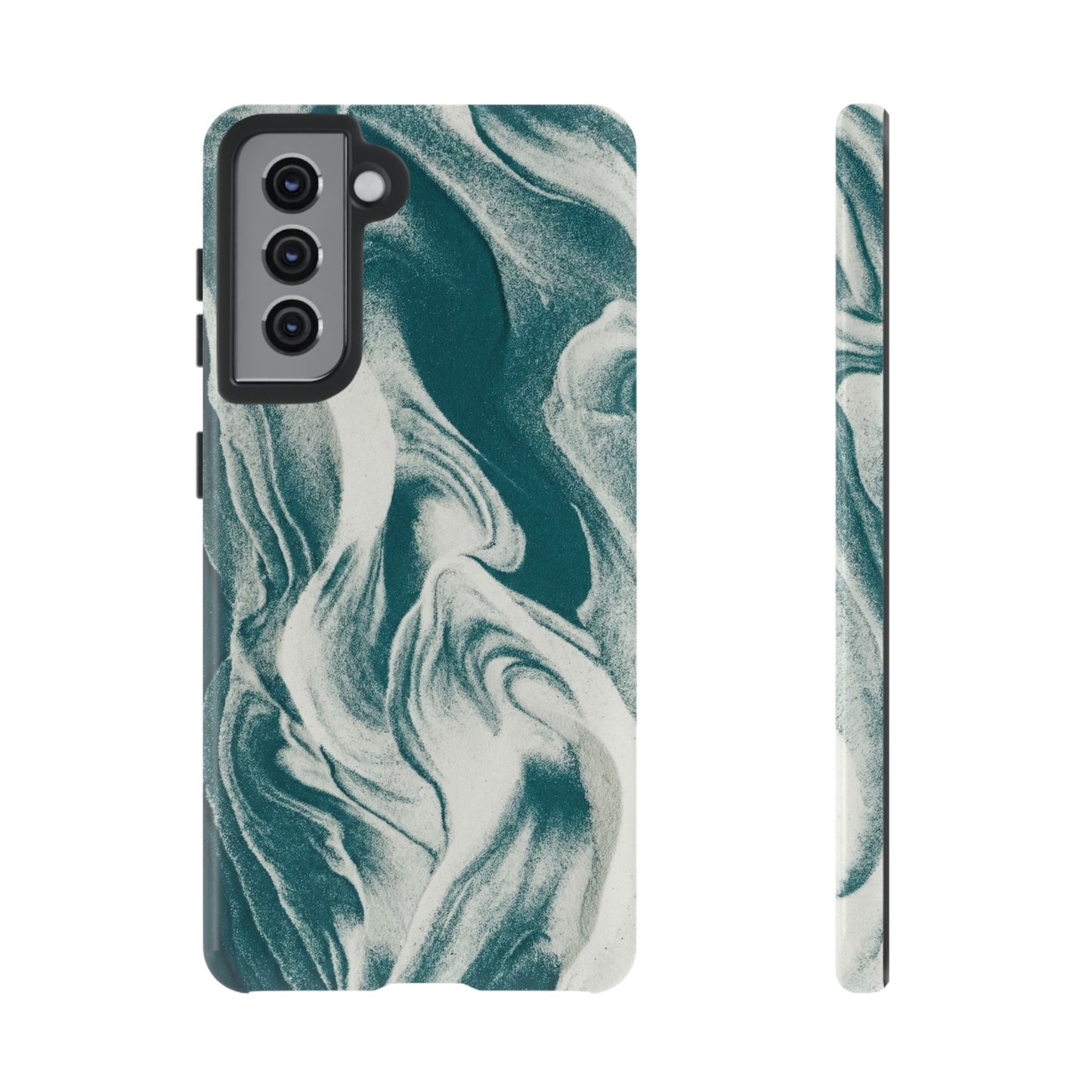 Teal Marble Tough Phone Case — Protective Artistic Swirl Design