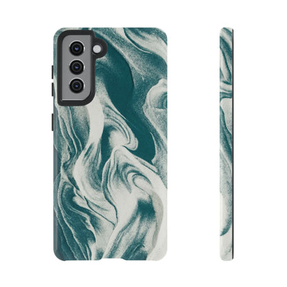 Teal Marble Tough Phone Case — Protective Artistic Swirl Design