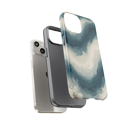 Ocean Wave Marble Phone Case — Teal & Ivory Abstract Tough Case