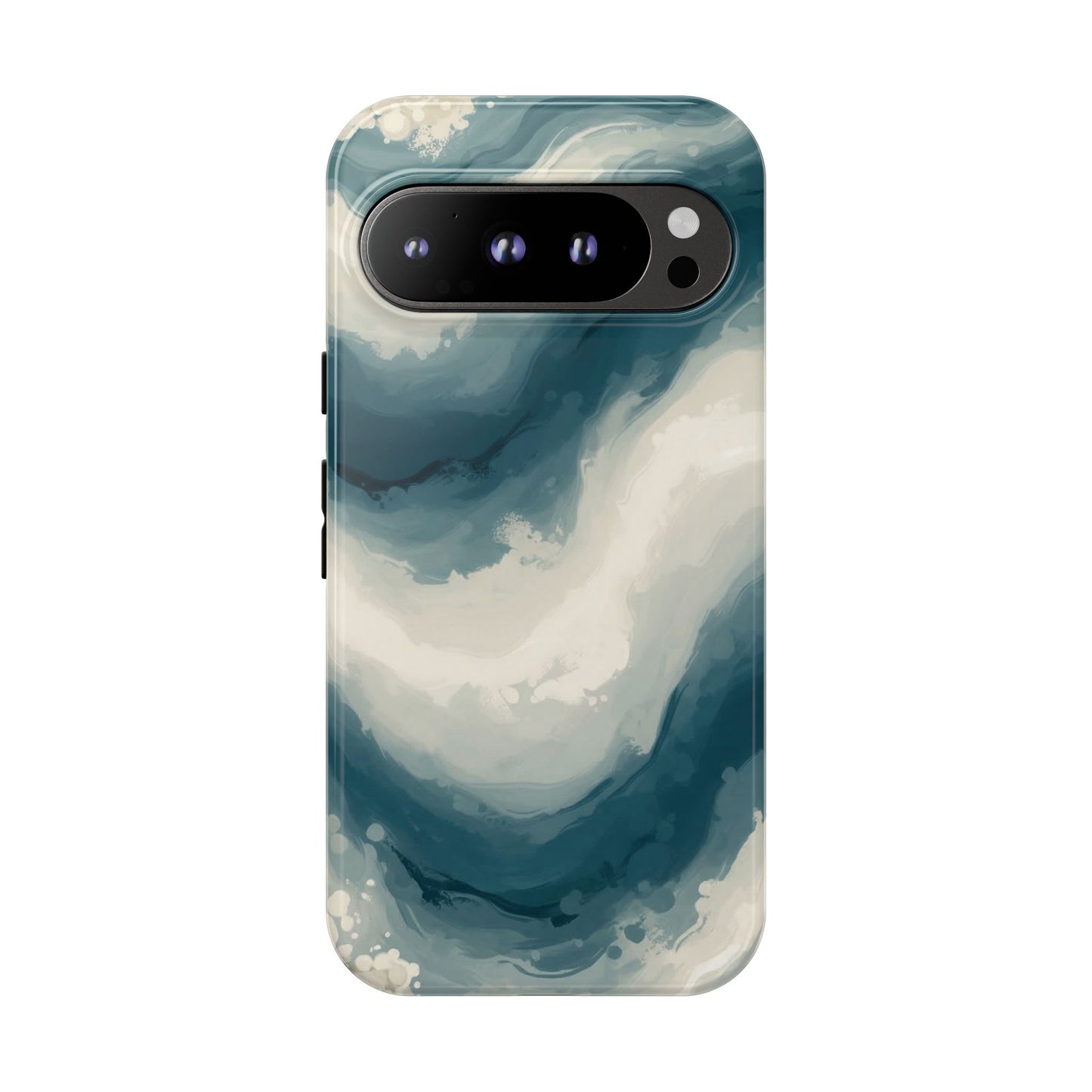 Ocean Wave Marble Phone Case — Teal & Ivory Abstract Tough Case