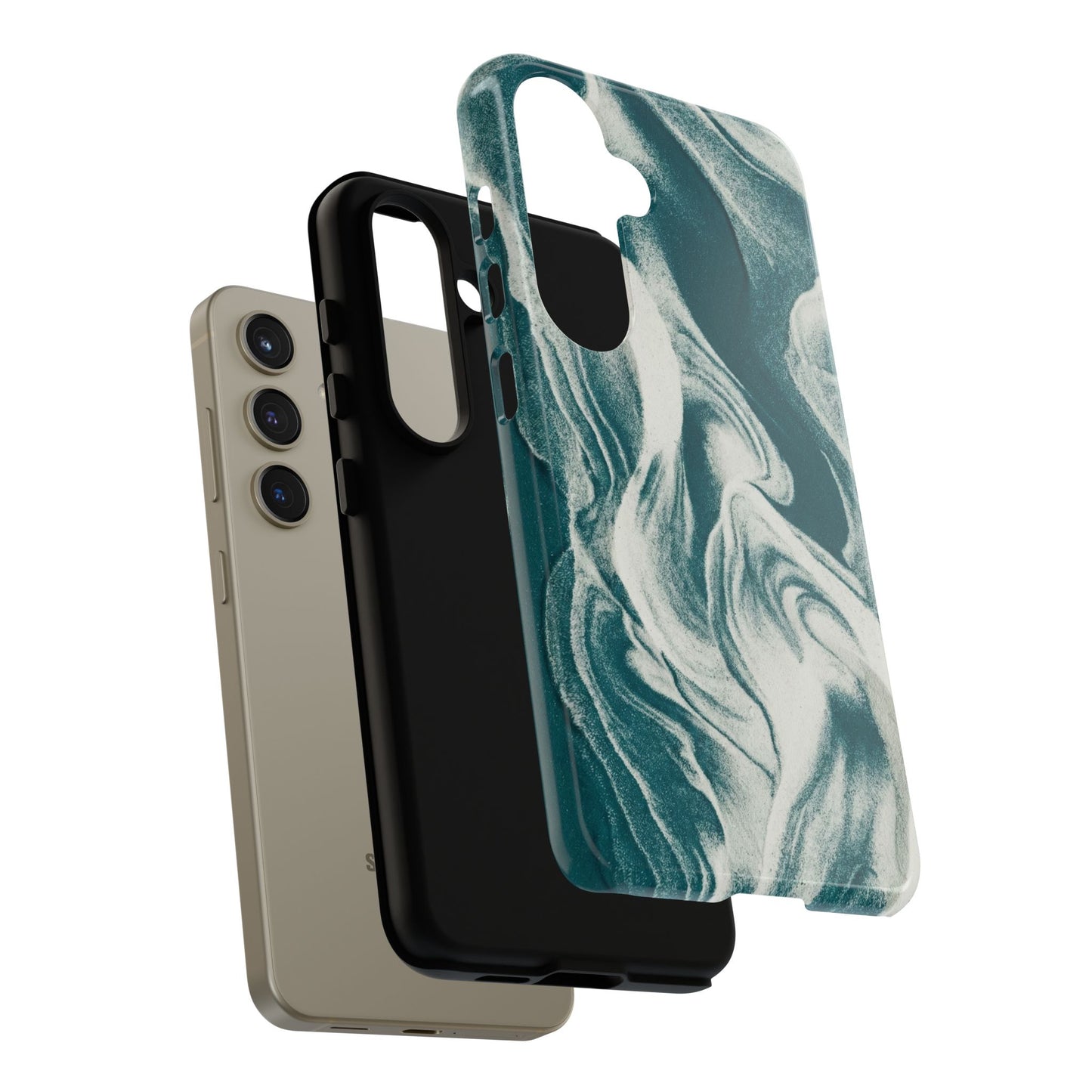 Teal Marble Tough Phone Case — Protective Artistic Swirl Design