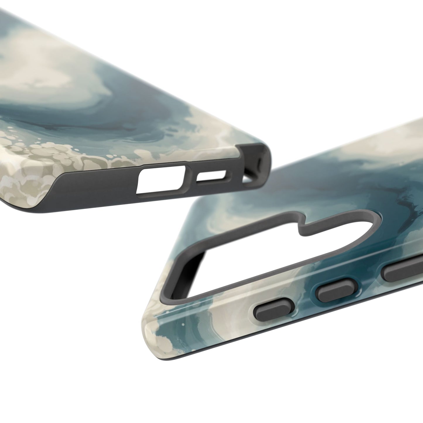 Ocean Wave Marble Phone Case — Teal & Ivory Abstract Tough Case