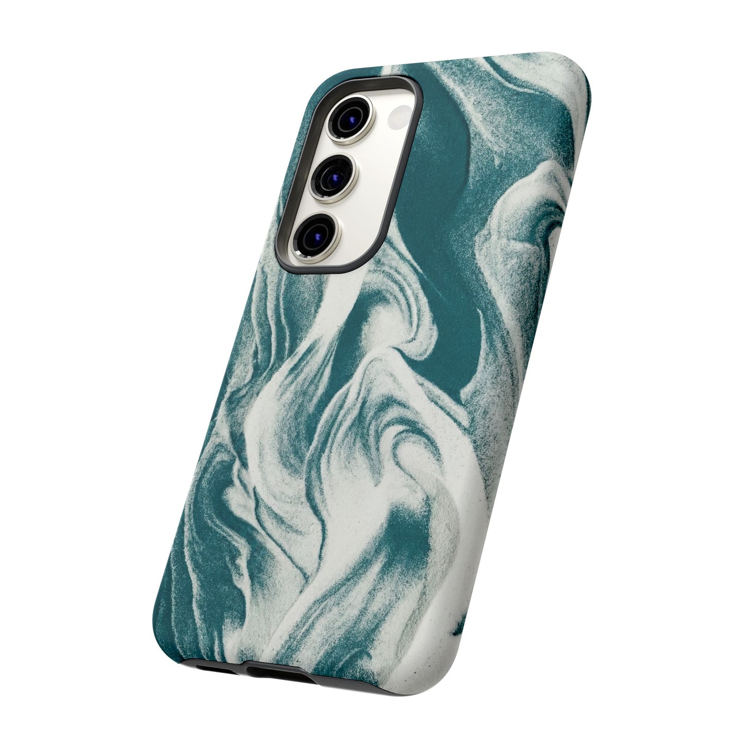 Teal Marble Tough Phone Case — Protective Artistic Swirl Design