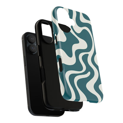 Teal Retro Swirl Tough Phone Case