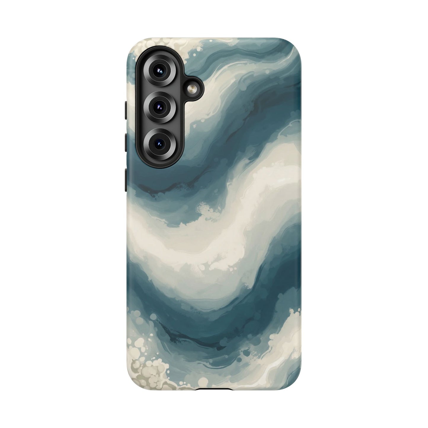 Ocean Wave Marble Phone Case — Teal & Ivory Abstract Tough Case