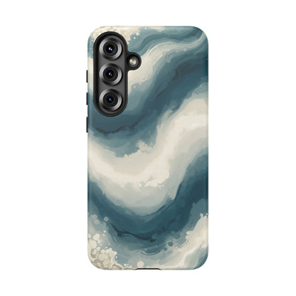 Ocean Wave Marble Phone Case — Teal & Ivory Abstract Tough Case