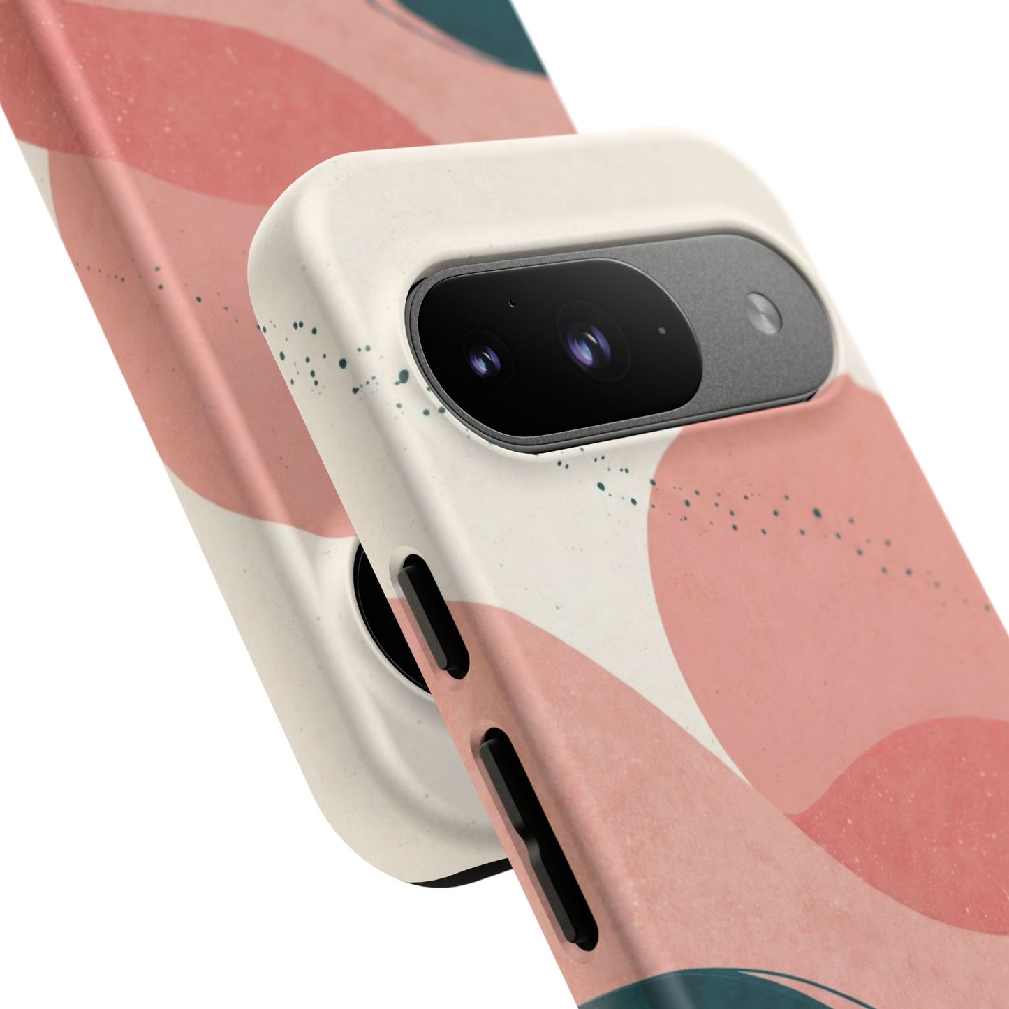 Abstract Sunset Phone Case — Pink & Teal Wave Tough Case