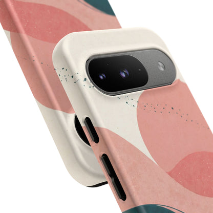 Abstract Sunset Phone Case — Pink & Teal Wave Tough Case