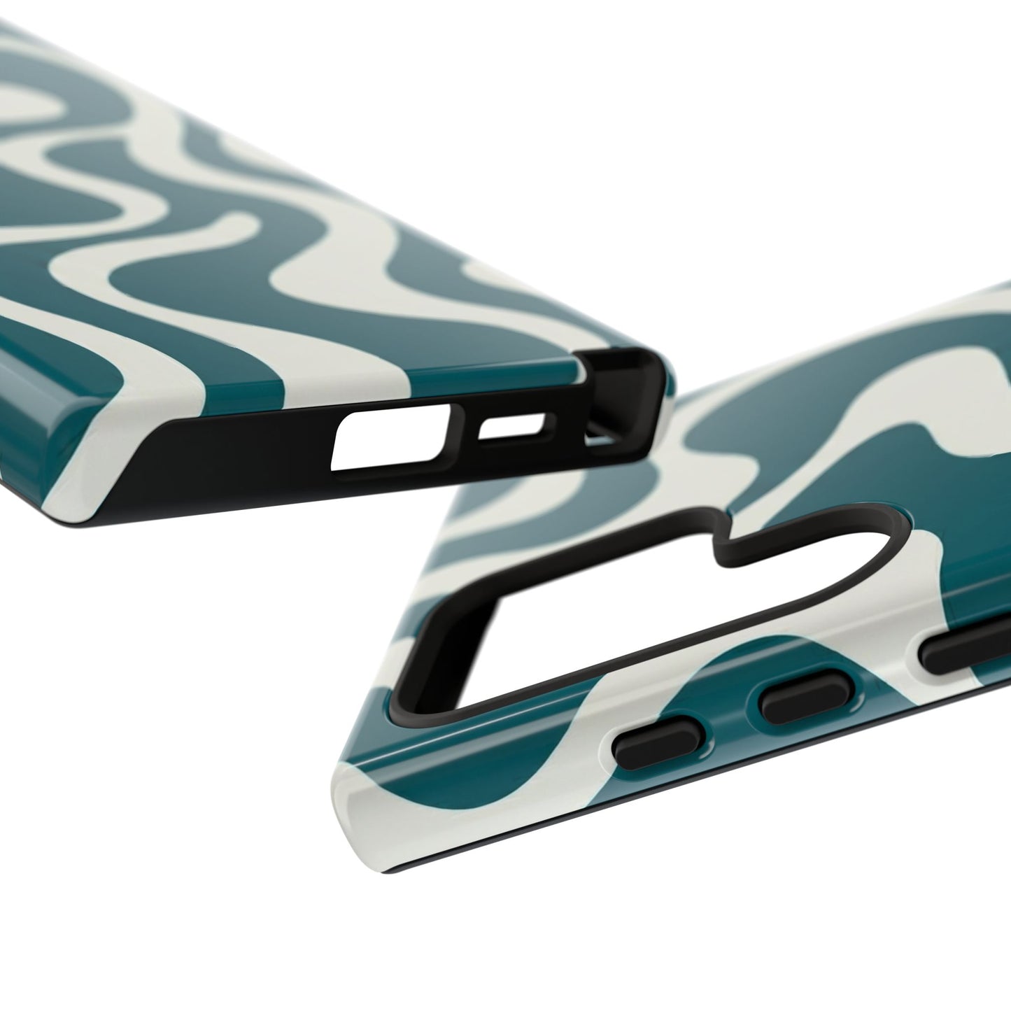 Abstract Teal Swirl Phone Case — Retro Wavy Tough Case