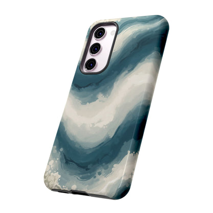 Ocean Wave Marble Phone Case — Teal & Ivory Abstract Tough Case