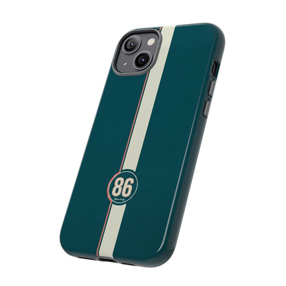 Racing Stripe Phone Case - Retro Teal with Number 86