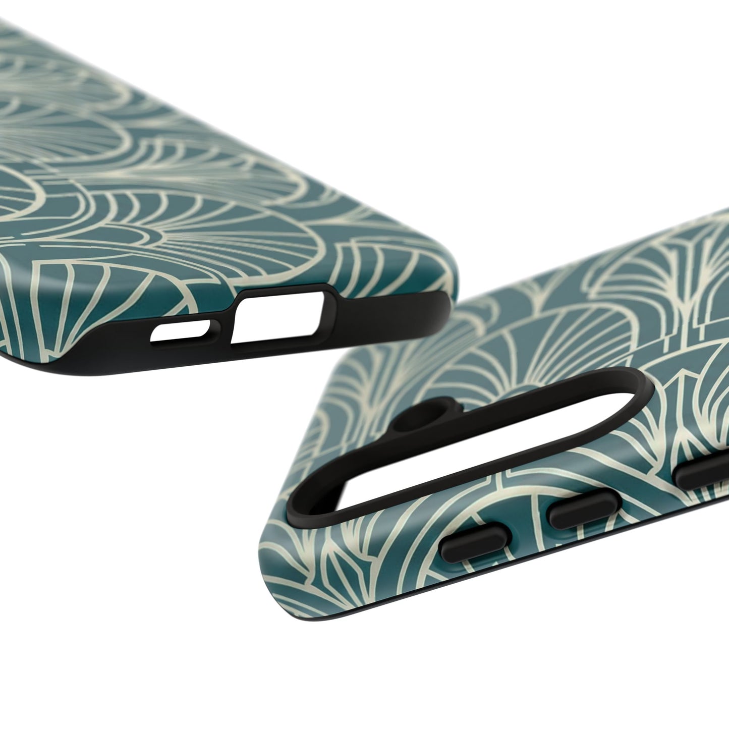 Teal Art Deco Pattern Tough Phone Case — Retro Geometric Protection