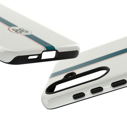 Racing Stripe Tough Phone Case — Retro White With '86 Circle Badge