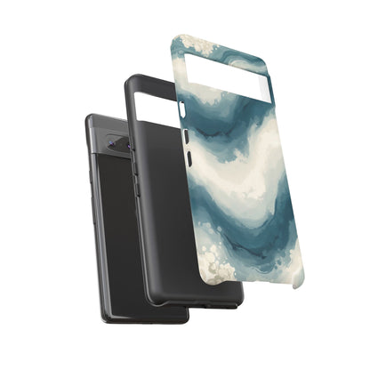 Ocean Wave Marble Phone Case — Teal & Ivory Abstract Tough Case