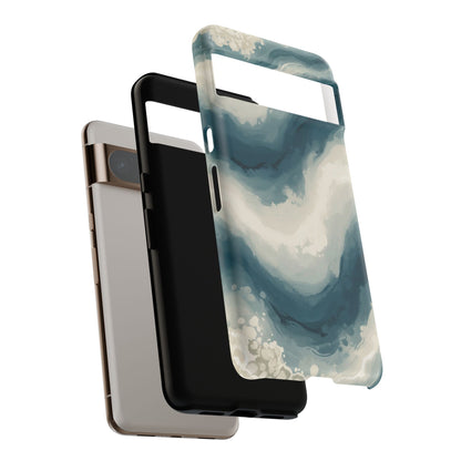 Ocean Wave Marble Phone Case — Teal & Ivory Abstract Tough Case