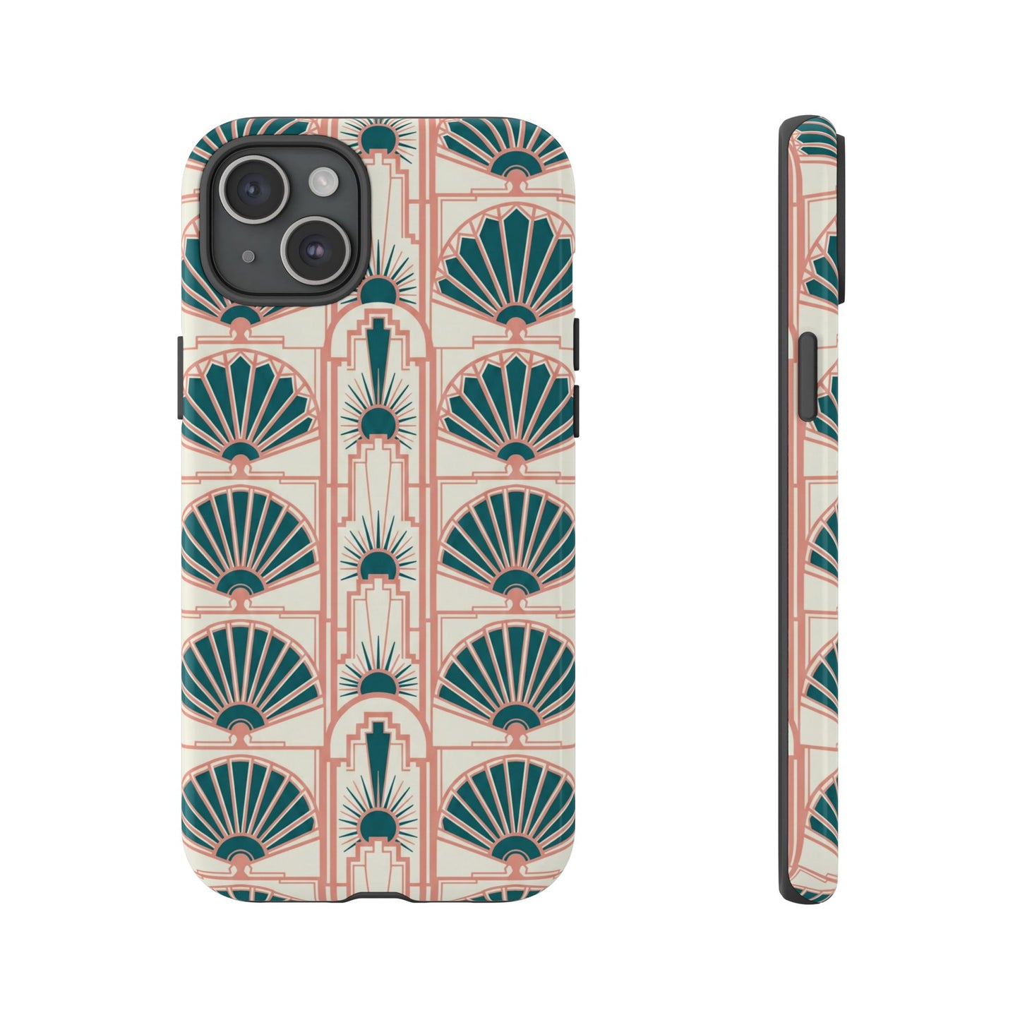 Art Deco Fan Pattern Tough Phone Case — Retro Geometric iPhone Cover