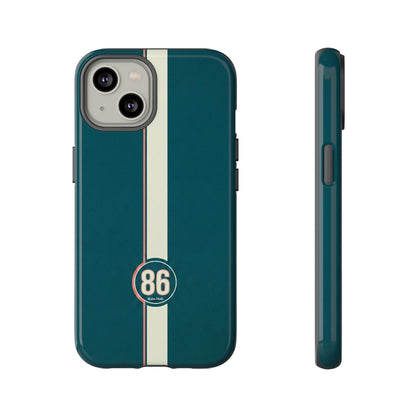 Racing Stripe Phone Case - Retro Teal with Number 86