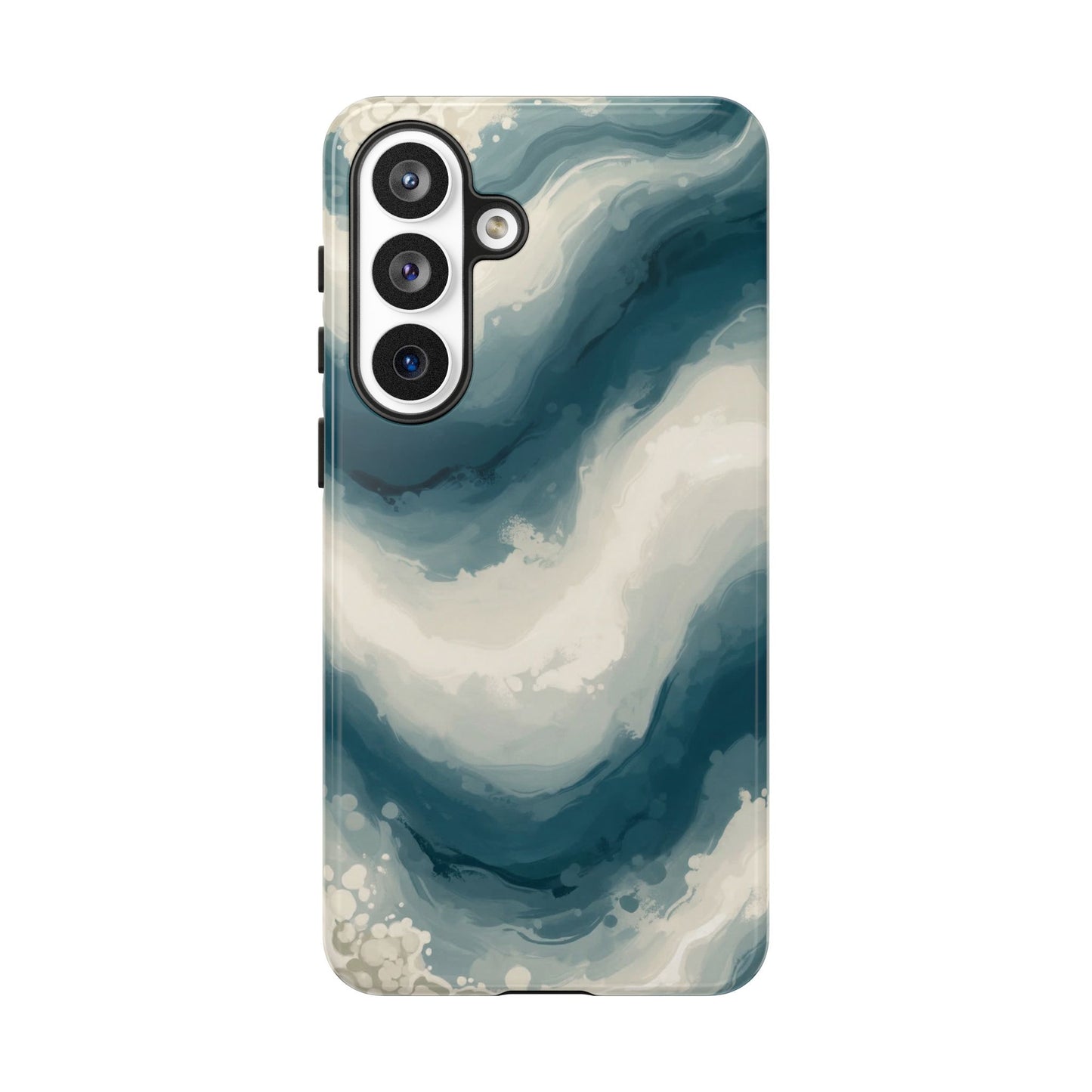 Ocean Wave Marble Phone Case — Teal & Ivory Abstract Tough Case