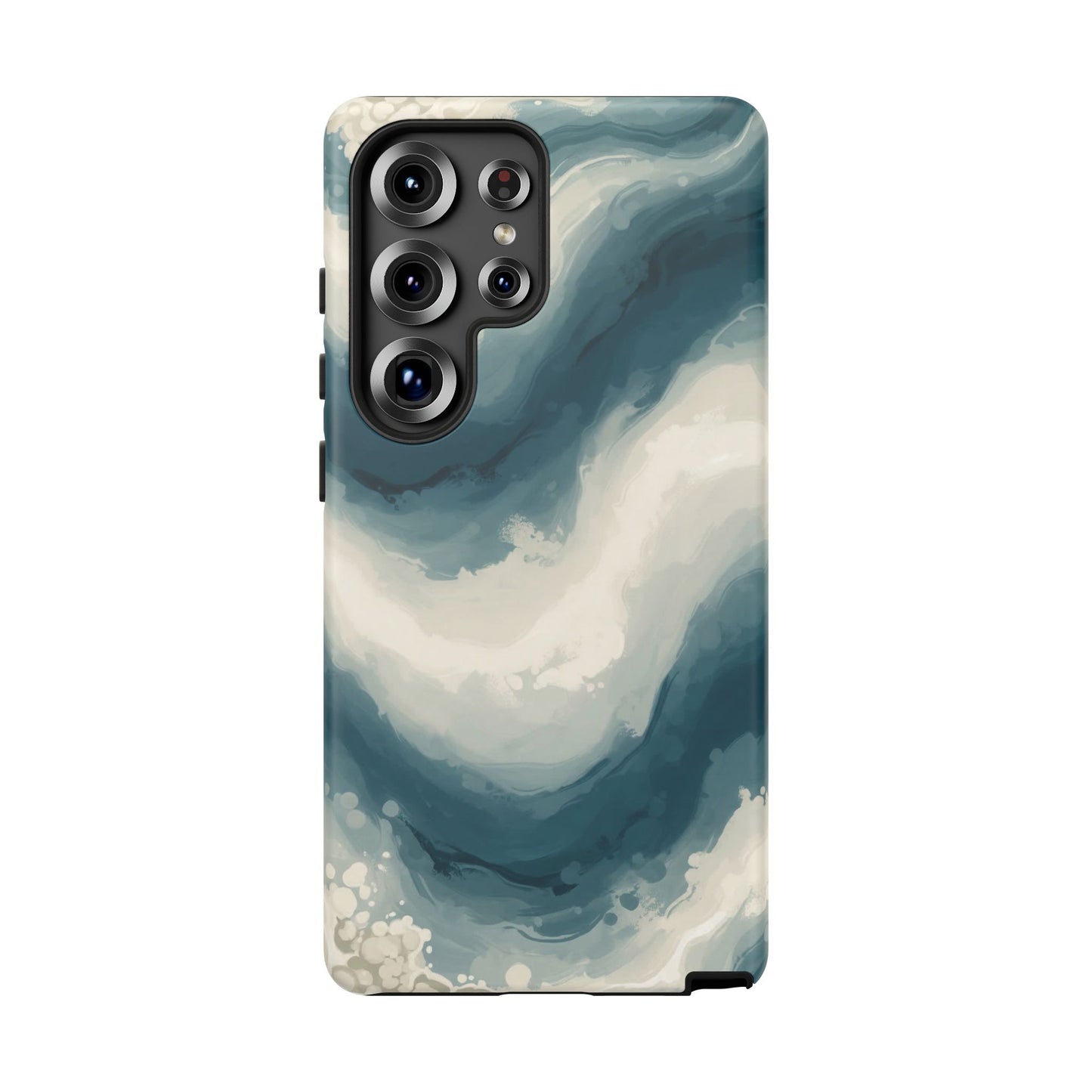 Ocean Wave Marble Phone Case — Teal & Ivory Abstract Tough Case