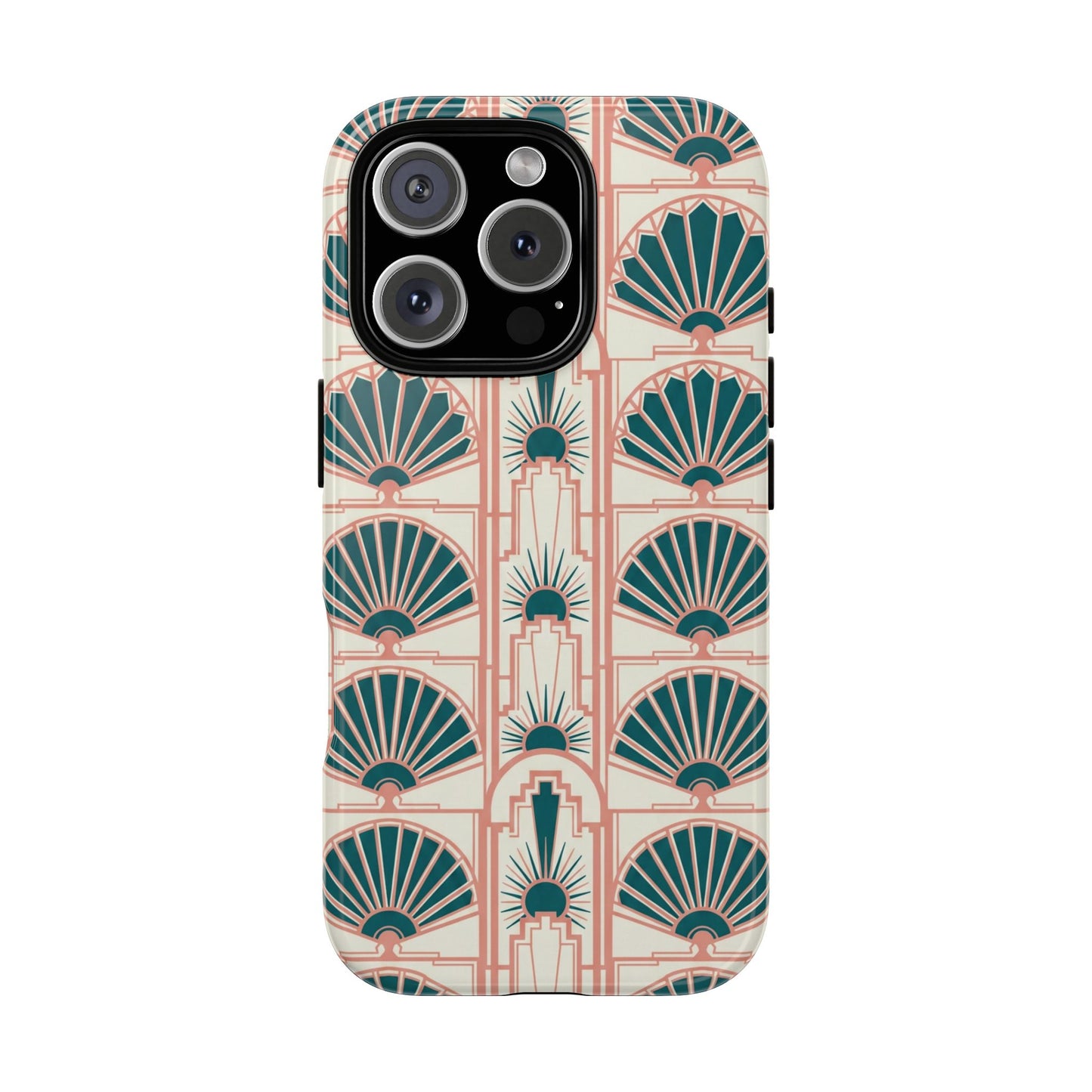 Art Deco Fan Pattern Tough Phone Case — Retro Geometric iPhone Cover