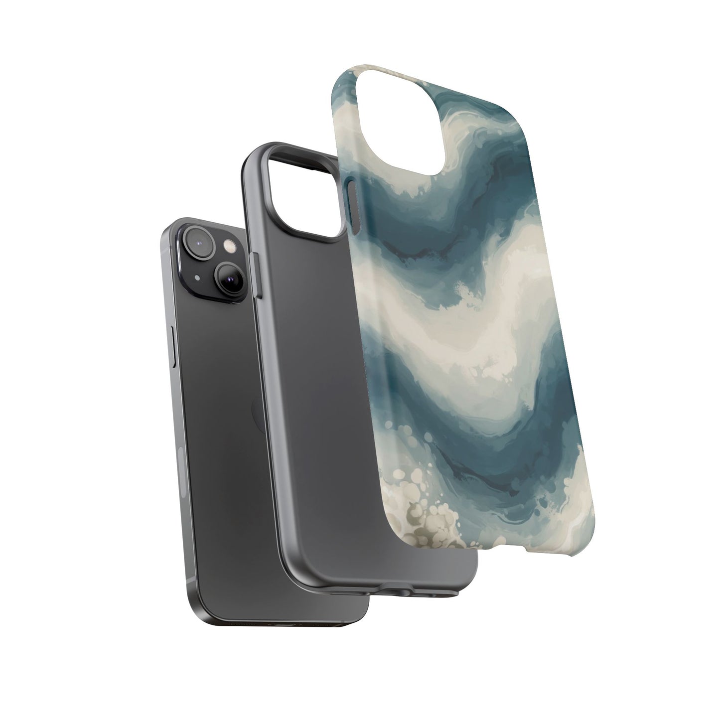 Ocean Wave Marble Phone Case — Teal & Ivory Abstract Tough Case