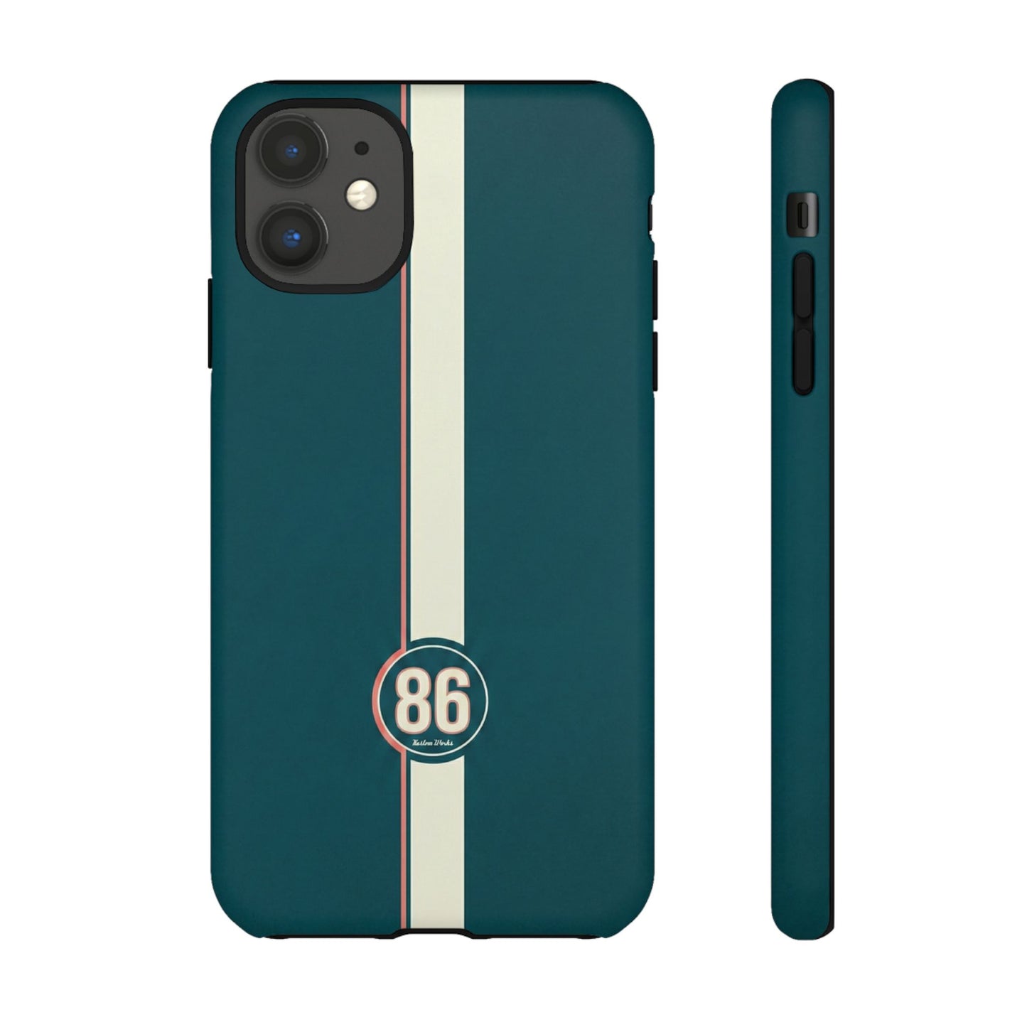 Racing Stripe Phone Case - Retro Teal with Number 86