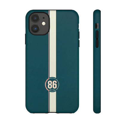 Racing Stripe Phone Case - Retro Teal with Number 86