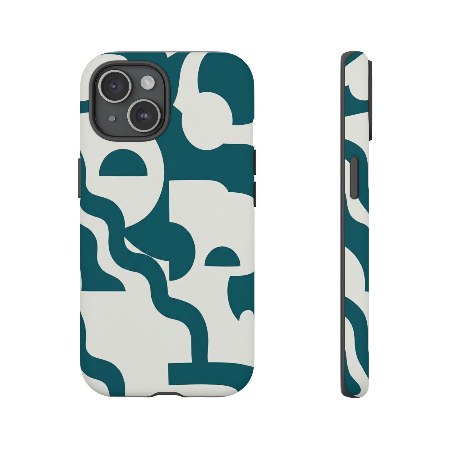 Abstract Teal Shapes Phone Case — Modern Geometric Tough Case
