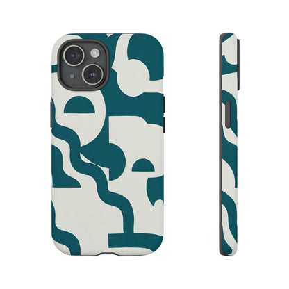 Abstract Teal Shapes Phone Case — Modern Geometric Tough Case