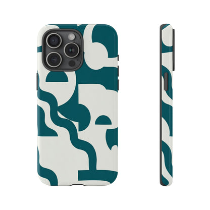 Abstract Teal Shapes Phone Case — Modern Geometric Tough Case