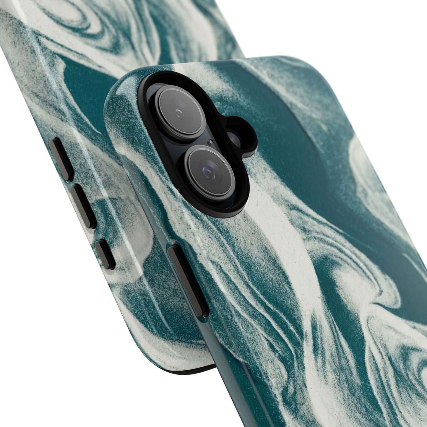 Marble Teal Tough Phone Case — Swirl Pattern Protective Cover