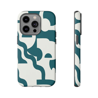 Abstract Teal Shapes Phone Case — Modern Geometric Tough Case