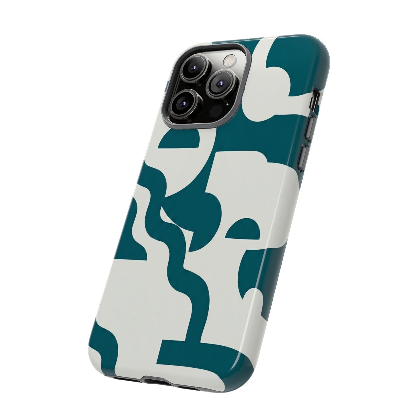 Abstract Teal Shapes Phone Case — Modern Geometric Tough Case
