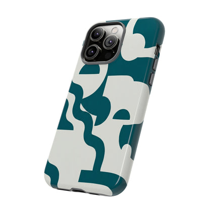 Abstract Teal Shapes Phone Case — Modern Geometric Tough Case