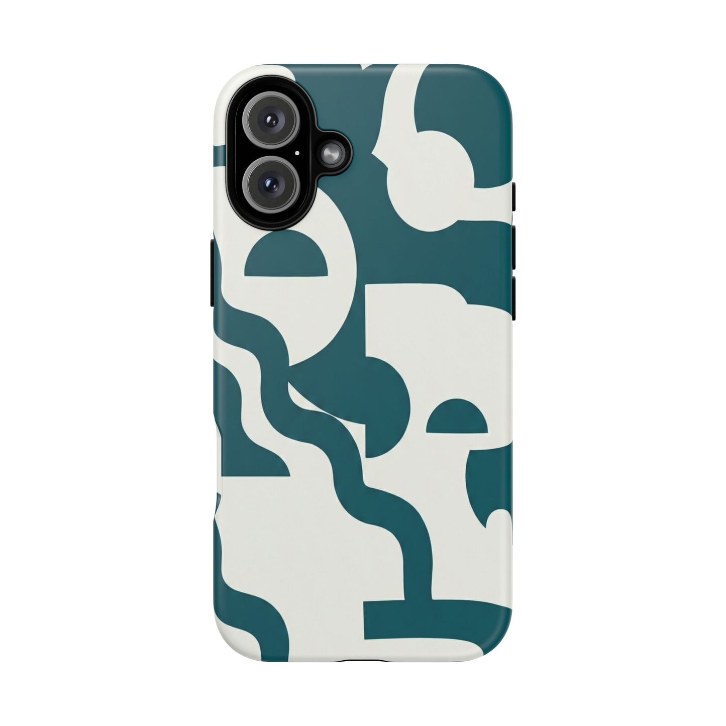 Abstract Teal Shapes Phone Case — Modern Geometric Tough Case