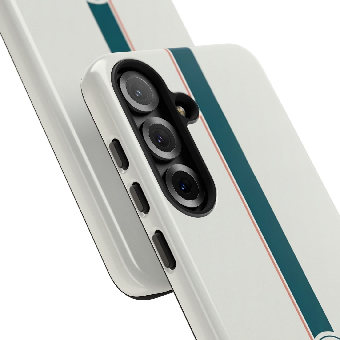 Racing Stripe Tough Phone Case — Retro White With '86 Circle Badge
