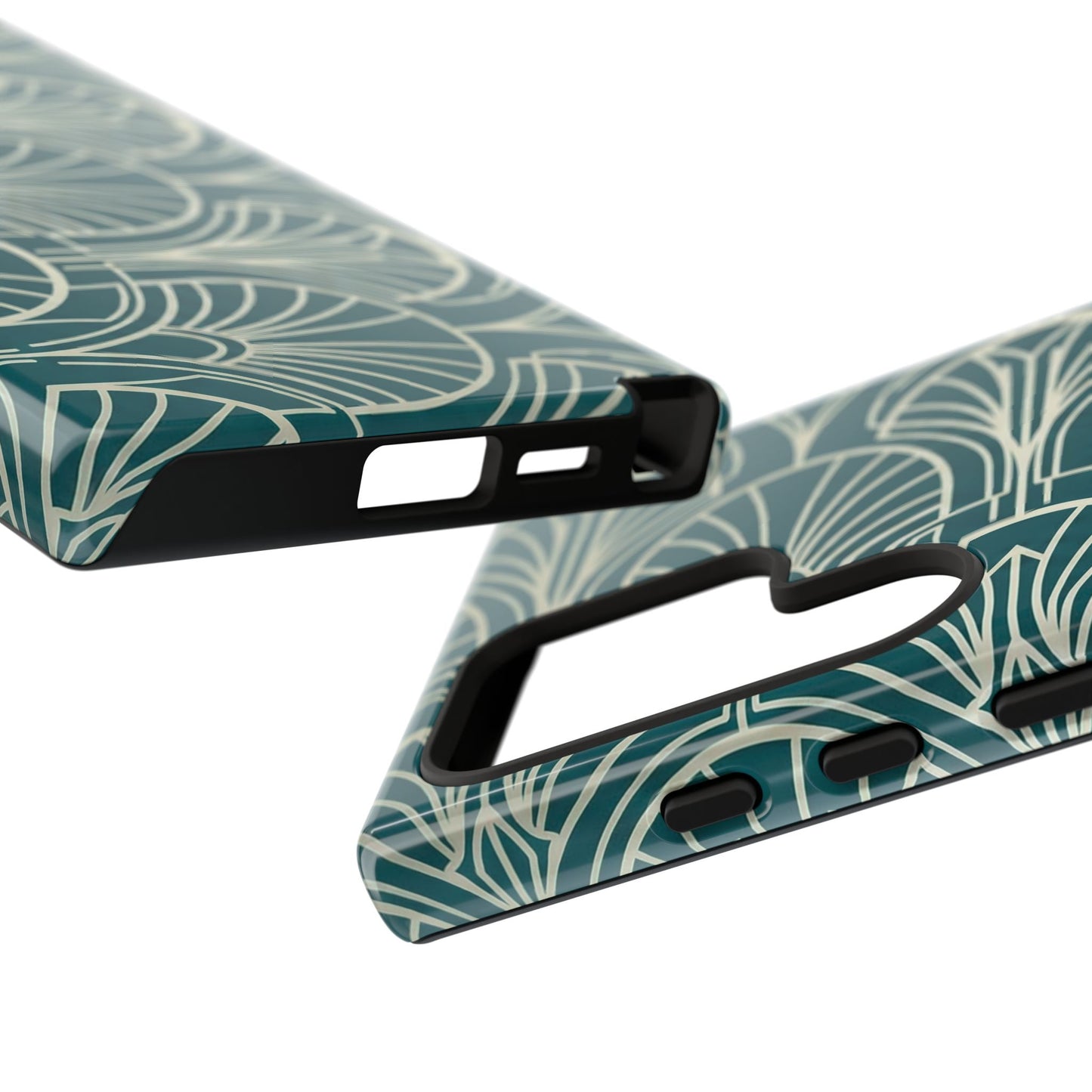Teal Art Deco Pattern Tough Phone Case — Retro Geometric Protection