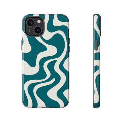 Teal Retro Swirl Tough Phone Case