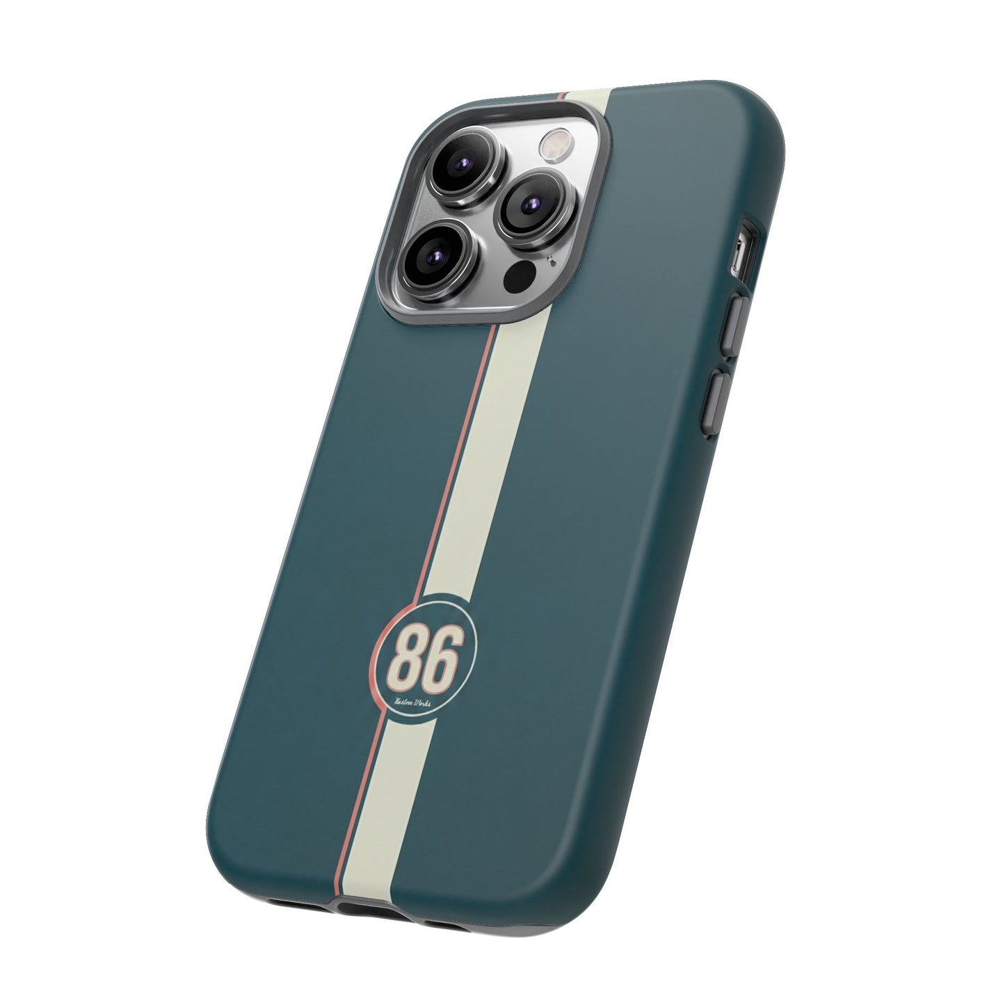 Racing Stripe Phone Case - Retro Teal with Number 86