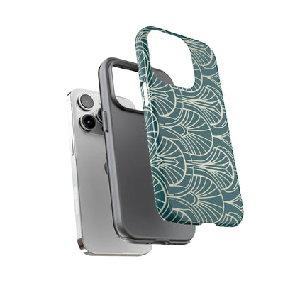 Art Deco Teal Pattern Tough Phone Case — Vintage Geometric Protective Case