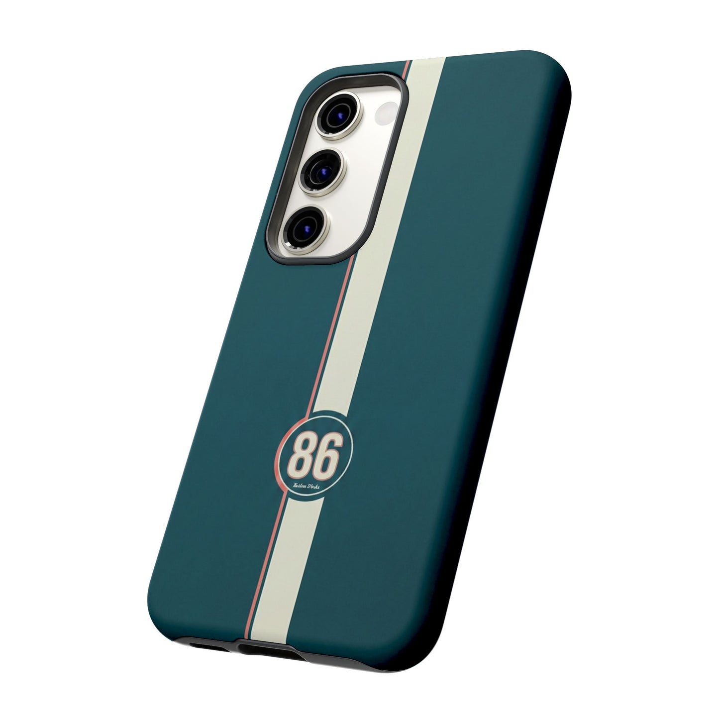 Racing Stripe Phone Case - Retro Teal with Number 86