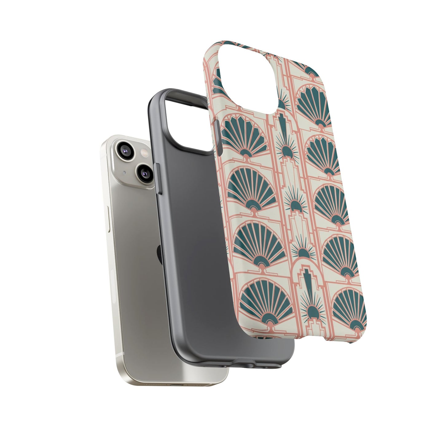 Art Deco Fan Pattern Tough Phone Case — Retro Geometric iPhone Cover