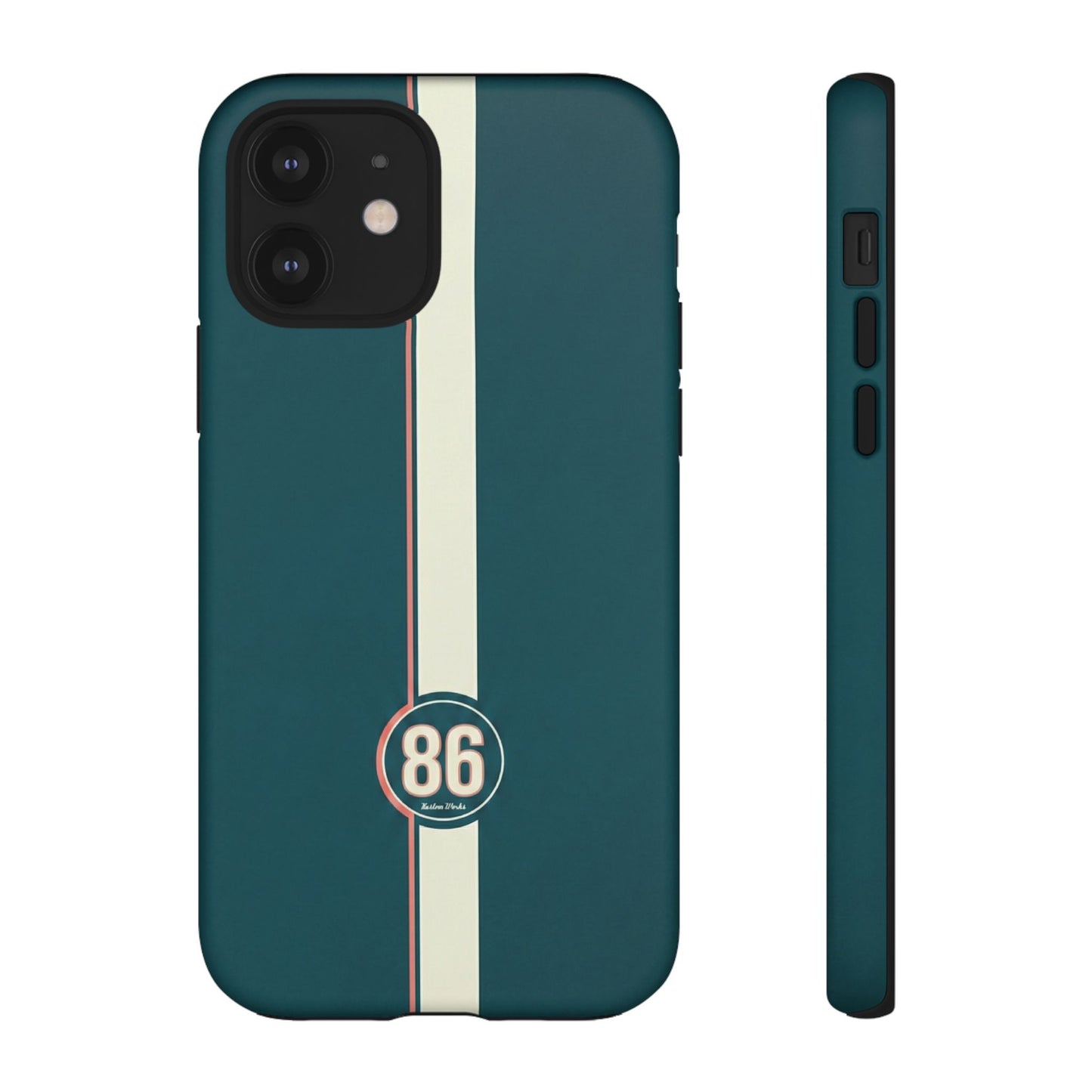 Racing Stripe Phone Case - Retro Teal with Number 86