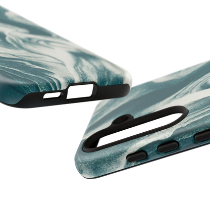 Teal Marble Tough Phone Case — Protective Artistic Swirl Design