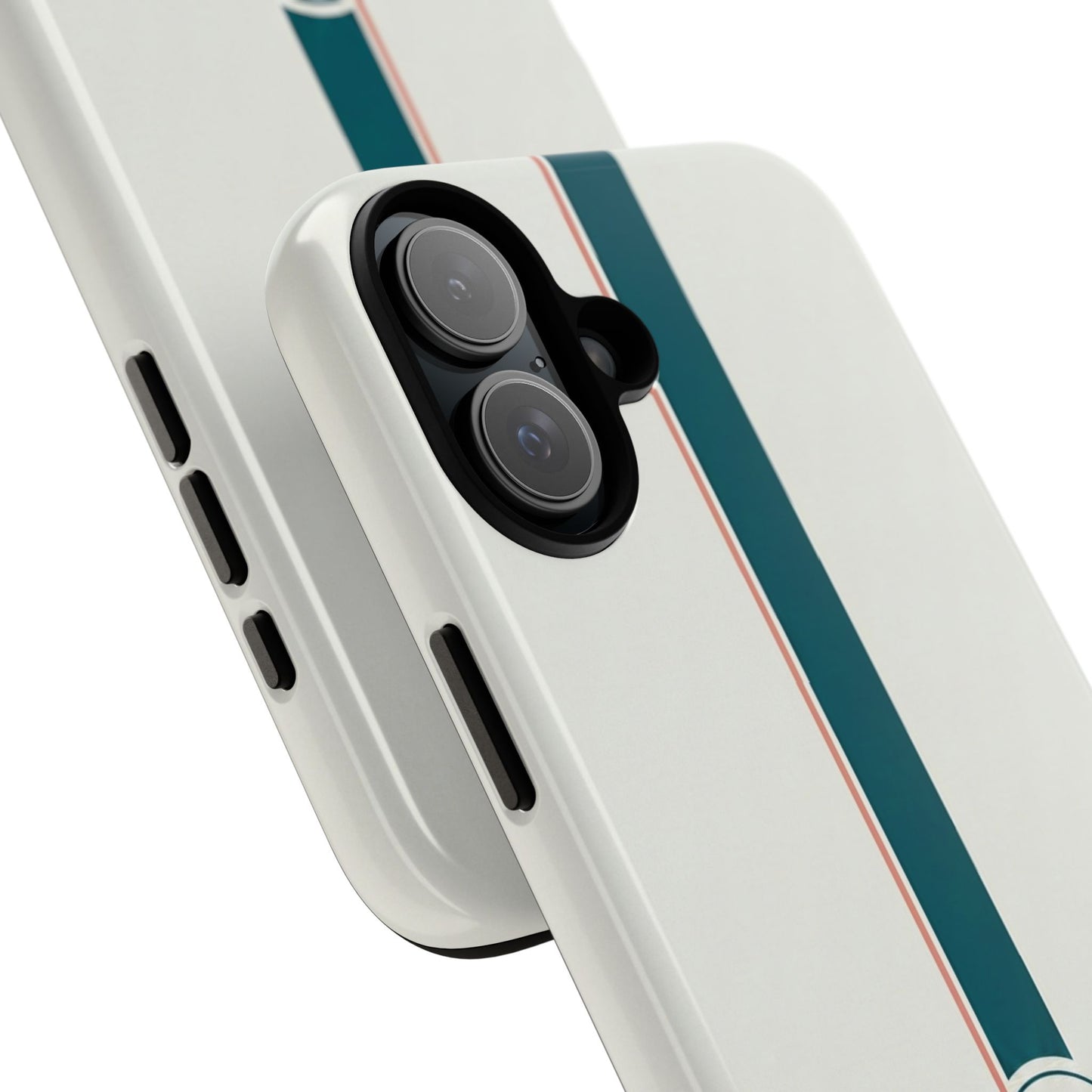 Racing Stripe Tough Phone Case — Retro White With '86 Circle Badge