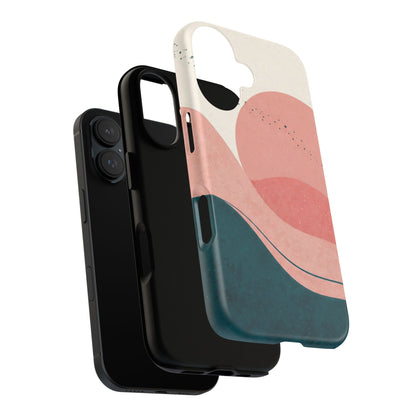 Abstract Sunset Phone Case — Pink & Teal Wave Tough Case