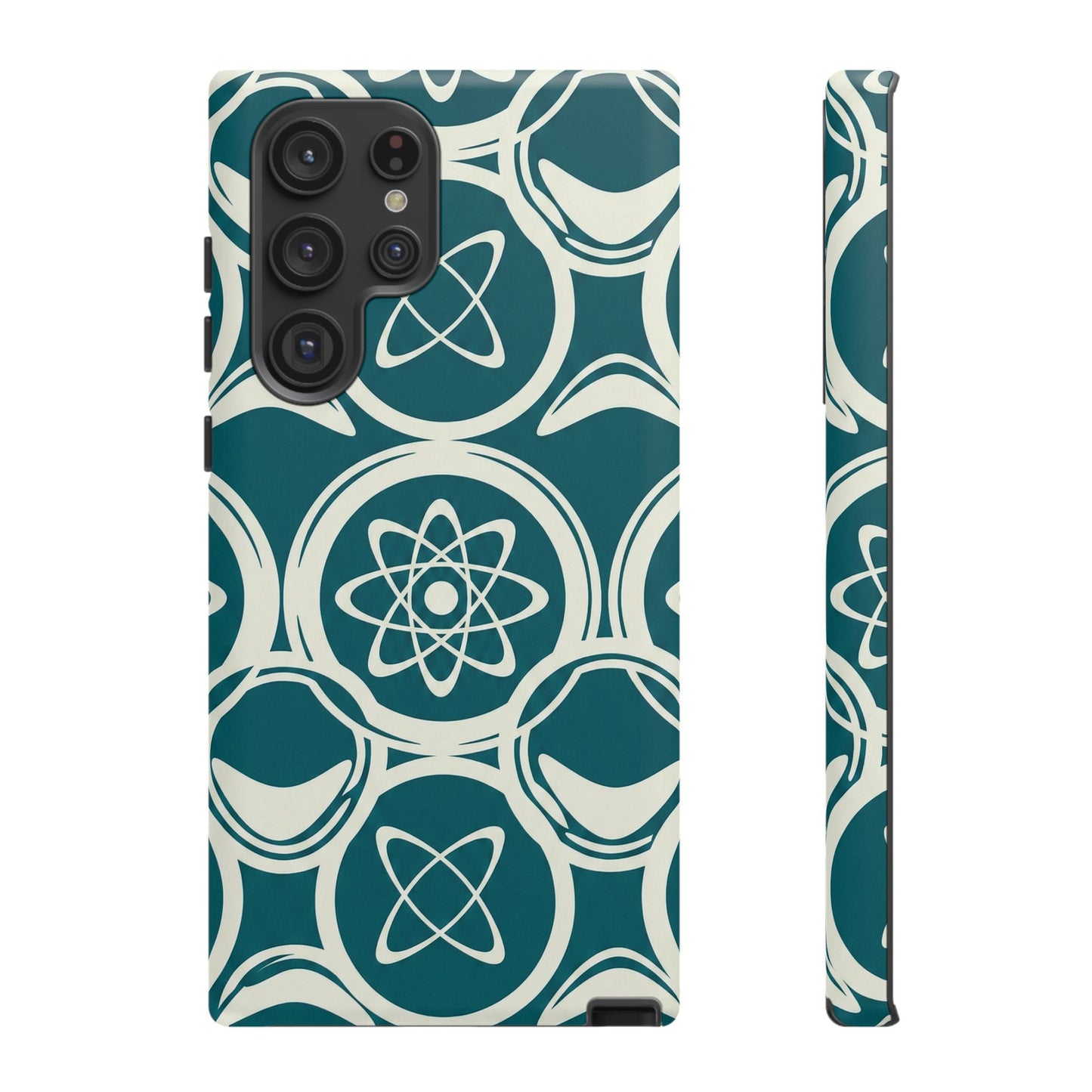 Atomic Geo Tough Phone Case — Teal Retro Science Pattern